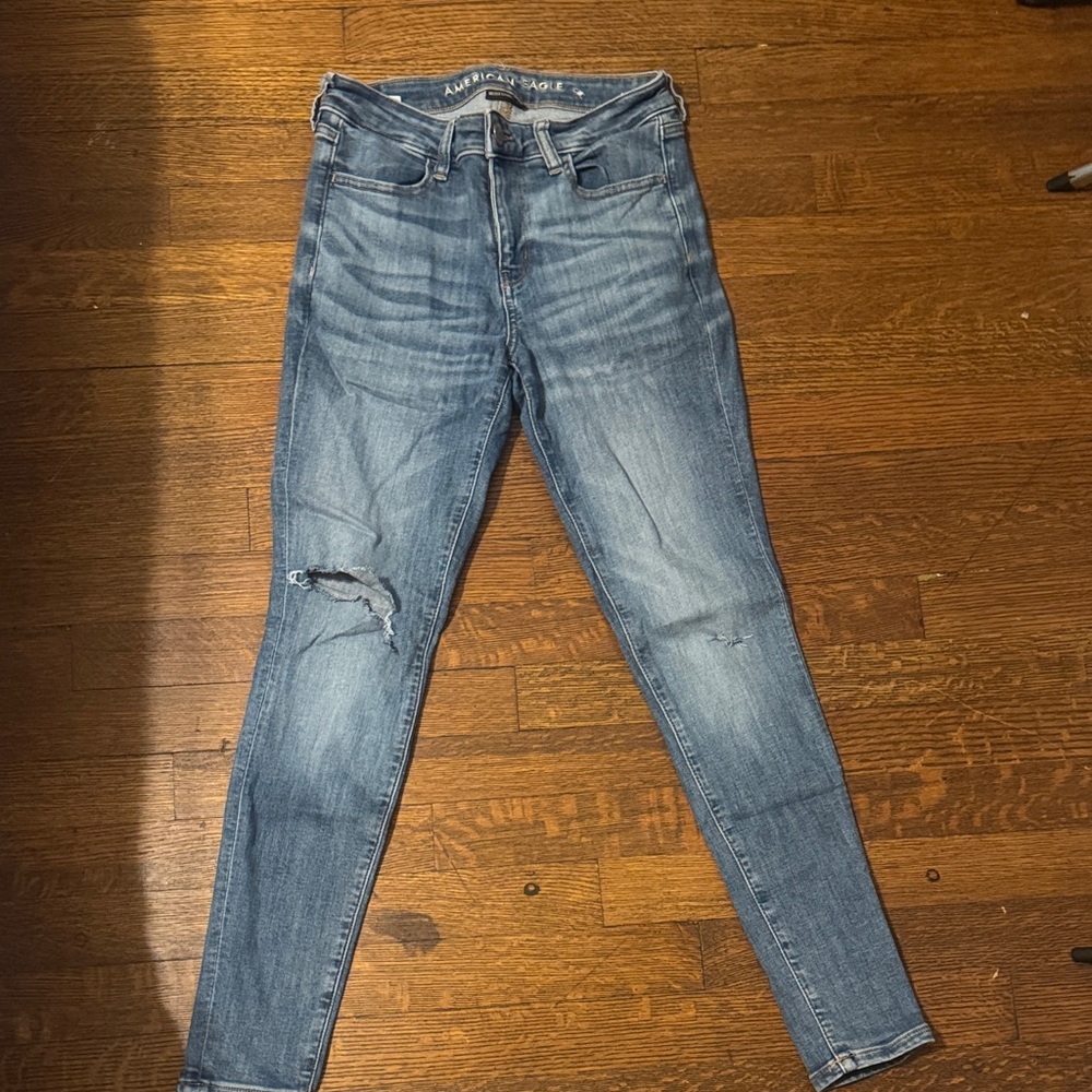 American Eagle Outfitters Women's Distressed Blue Skinny Jeans